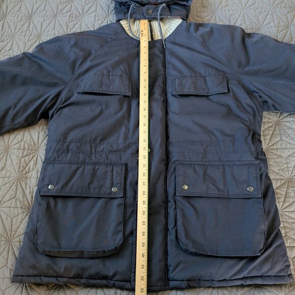Vintage 90s St. John's Bay Navy Parka Hooded Plaid Lining Utility XL Gorpcore - Picture 5 of 16